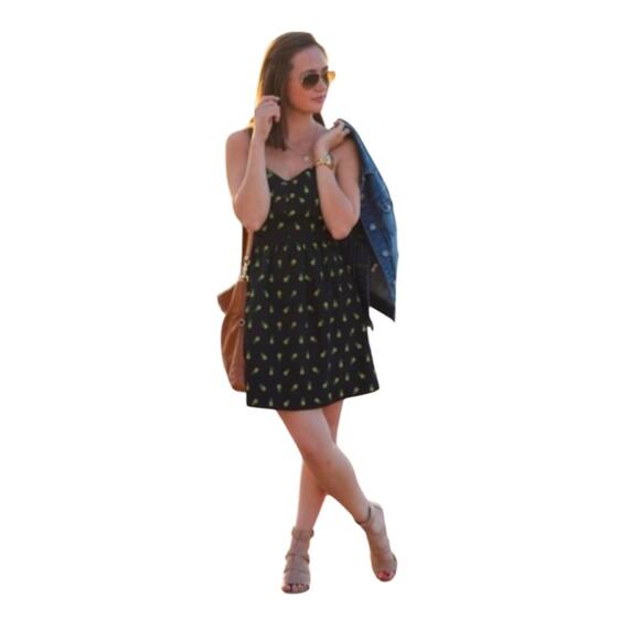 J Crew Women Pineapple Strappy Mini Dress Pocket Hawaiian Boho Size. 10 NWT - Picture 6 of 7